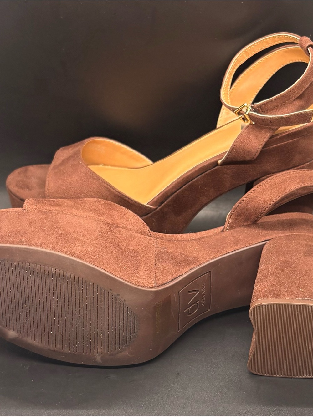 Dolce Vita Brown Suede Platform Sandals with Ankle Strap